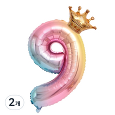 All about Hana 大型皇冠數字氣球 9, 金色 粉紅色, 2個