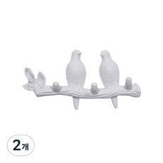 짹짹 무타공 붙이는 벽 선반 옷걸이 후크 YT_RA841, 화이트 2버드, 2개