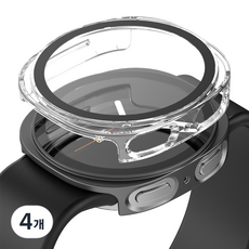 누아트 변색없는 풀커버 하드케이스, 블랙 + 투명, 4개