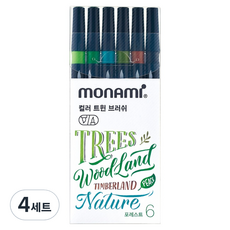 모나미 컬러트윈브러쉬 6색 세트, FOREST, 4세트