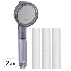 MIRINAE 通電水壓加大淋浴噴頭透明+濾水器3件套, 2組