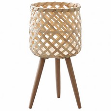 好物良品 日本手工藤編高架落地式植栽花籃/置物籃, 1個, 淺褐色