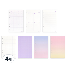 pinkfoot 6孔日記本替換紙 月+週+線條筆記+格子+方格+雙色藍+雙色粉, 6件, 4個