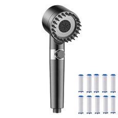 쉐리엘 고급 수압상승 브러쉬 샤워기+ 필터 10P, 1세트, 그레이
