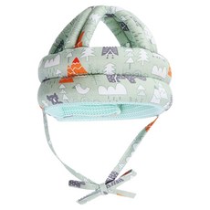 寶寶學步頭部防撞保護墊 帽圍65x直徑18x高12cm 聚酯纖維棉布海綿魔鬼氈, 綠色森林, 1個