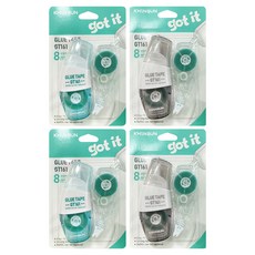 TUKOVY 透明雙面膠帶 + 補充包套組 6mm x 8m, 綠色, 黑色(膠帶), 4套