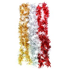 摩達客 5吋大雪花霧光寬窄金蔥彩條 3條一組-顏色隨機出貨, 金色 + 銀色 + 紅色, 1組