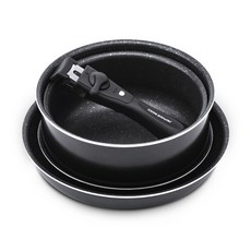 鍋寶 百變魔法可拆式不沾鍋5件組，26cm平煎鍋、22cm平煎鍋、22cm深湯鍋、20cm湯鍋、雙安全裝置可拆式手把, FN 5215, 黑色, 1組