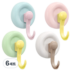 피키픽스 파스텔 흡착식 다용도 후크걸이 4종 세트, 화이트, 핑크, 스카이, 그린, 6세트