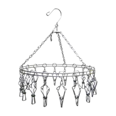 AOK 304不鏽鋼圓形襪架18夾, 多功能晾曬夾, 襪子內衣褲晾曬神器, 1個