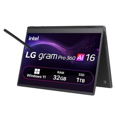 LG전자 2026 그램 프로 360 AI 16 코어 Ultra7, 옵시디안 블랙, 16T95TP-KD7BK, 1TB, 32GB, WIN11 Home