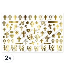 Witch's Nail 水轉印貼紙, 愛心十字 金色, 2個