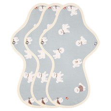 위즐리 면생리대 비숑블루, 3개, 1개입, 오버나이트