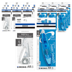 MONO 에어 펜타입 수정테이프 5mm 5p + 리필 5p, 블루, 2세트