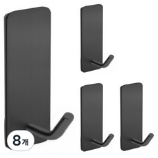 Begin to all 多用途304不鏽鋼黏貼式掛鉤, 8個, 黑色