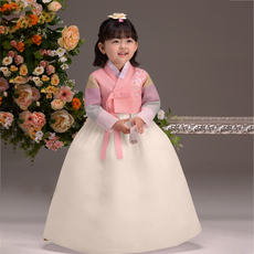 Ye Hanbok 女孩的閃亮粉紅色韓服套裝