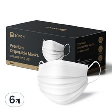 쏘픽 일회용 마스크 대형, 화이트, 6개, 50매입