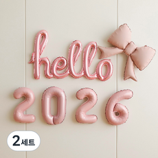 피앤비유니티 헬러우 리본 풍선세트, 05 핑크, 2세트