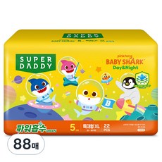 슈퍼대디 아기상어 파워흡수 팬티형 기저귀, 특대형(XL), 88매