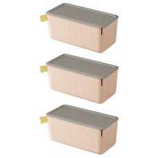 XDM 심플한 리빙박스 팬트리 정리함 소형, 라이트핑크(수납함), 랜덤발송(소프트라벨), 3개