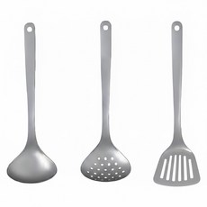 SORI YANAGI 柳宗理 調理器具3件組 小, 湯勺 + 圓孔勺 + 鍋鏟, 1組, 不鏽鋼色