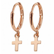 SEMI JEWELRY 女款 14K 金 迷你日常單扣十字架耳環