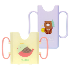 Flexa 牛奶豆漿杯架與迷你包裝杯架組合, 黃鳥 + 紫熊(迷你裝), 1組