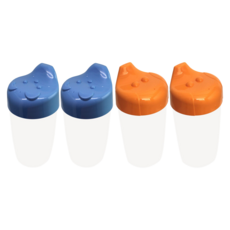 THE BON Su Cup硬鴨嘴防漏學習杯組, 天空藍(貓咪)+橘色(小狗), 250ml, 2組