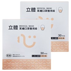 匠心 立體耳繩醫用口罩, 30片, 2盒, 裸玫橘