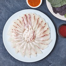 얌테이블 오늘 새벽 생산한 슬라이스 도미회 150g x 2입 + 초고추장 2입 + 간장소스 2입 + 생와사비 2입 + 쌈장 2입 + 쌈야채 2입 세트, 1세트