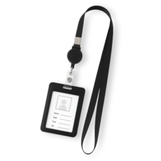 Oblique 員工證掛繩 交通卡伸縮扣, 1個, 黑色
