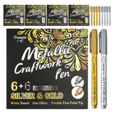 GuangNa 廣納 金屬工藝筆 銀色 6支 + 金色 6支 組, 2色, 5套