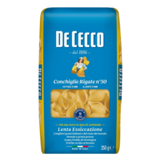 DE CECCO 得科 義大利麵 貝殼麵 N.50 採用高品質杜蘭小麥粉製成 外觀特殊、口感彈牙, 250g, 1包