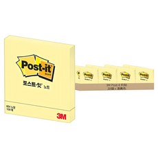3M Post-it 利貼 方形便利貼 100張, 20本, 淺黃色, 1組