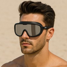 JANGSABU 成人寬視野泳鏡, 黑色鍍膜, 1個