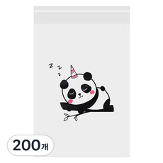 Wonine 多用途黏貼式垃圾袋 躺著睡覺的熊貓, 200個, 1L