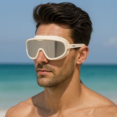 JANGSABU 成人寬視野泳鏡, 象牙色鍍膜, 1個