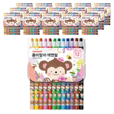 모나미 모니주 종이말이 색연필 여, 12색, 16개