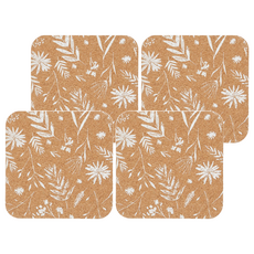 natural elements 軟木杯墊 Set 4入 耐熱 120度C, 植拓, 1組