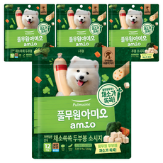 풀무원아미오 강아지 채소 쏙쏙 두부봉 소시지 간식 12p, 두부맛, 204g, 4개