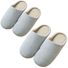 條紋室內拖鞋2入組, 藍色(女款)+藍色(男款), 1組