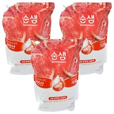 Soonsaem 檸檬酸x葡萄柚 蔬果碗盤洗潔精補充包, 1.4L, 3包