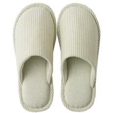 His&Hers 條紋棉質室內拖鞋 客廳拖鞋, 綠色(G7125)