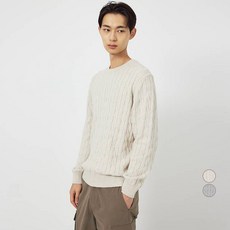 JAJU(자주) 남성용 라운드넥 케이블 니트 티셔츠