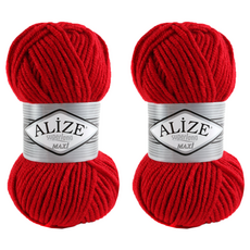 alize 마마니트 슈퍼라나 맥시 뜨개실, 레드, 2개