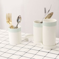 網格紋3層餐具筒, 薄荷綠, 1套