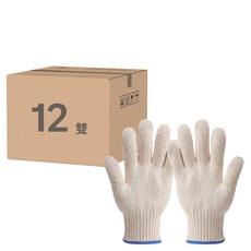 棉紗手套, 12雙, 白色