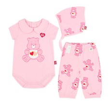 Care Bears 嬰兒 彌月/百日/周歲 有機棉連身衣 + 滿版長褲 + 帽子 + 提袋 禮盒組