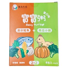 飯友生技 雙口味寶寶粥 - 滿分鮭魚/南瓜小雞, 鮭魚、南瓜、小雞, 600g, 1盒