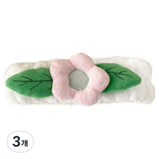 瘋狂姐妹 可愛花朵造型洗臉髮帶, 3個, 白色